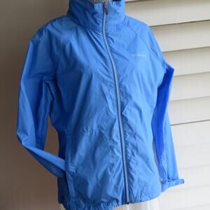 Columbia Sportswear Company Windbreaker Blue Zip Hooded Jacket XL Women's